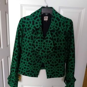 Green and Black Anne Klein Moto Jacket